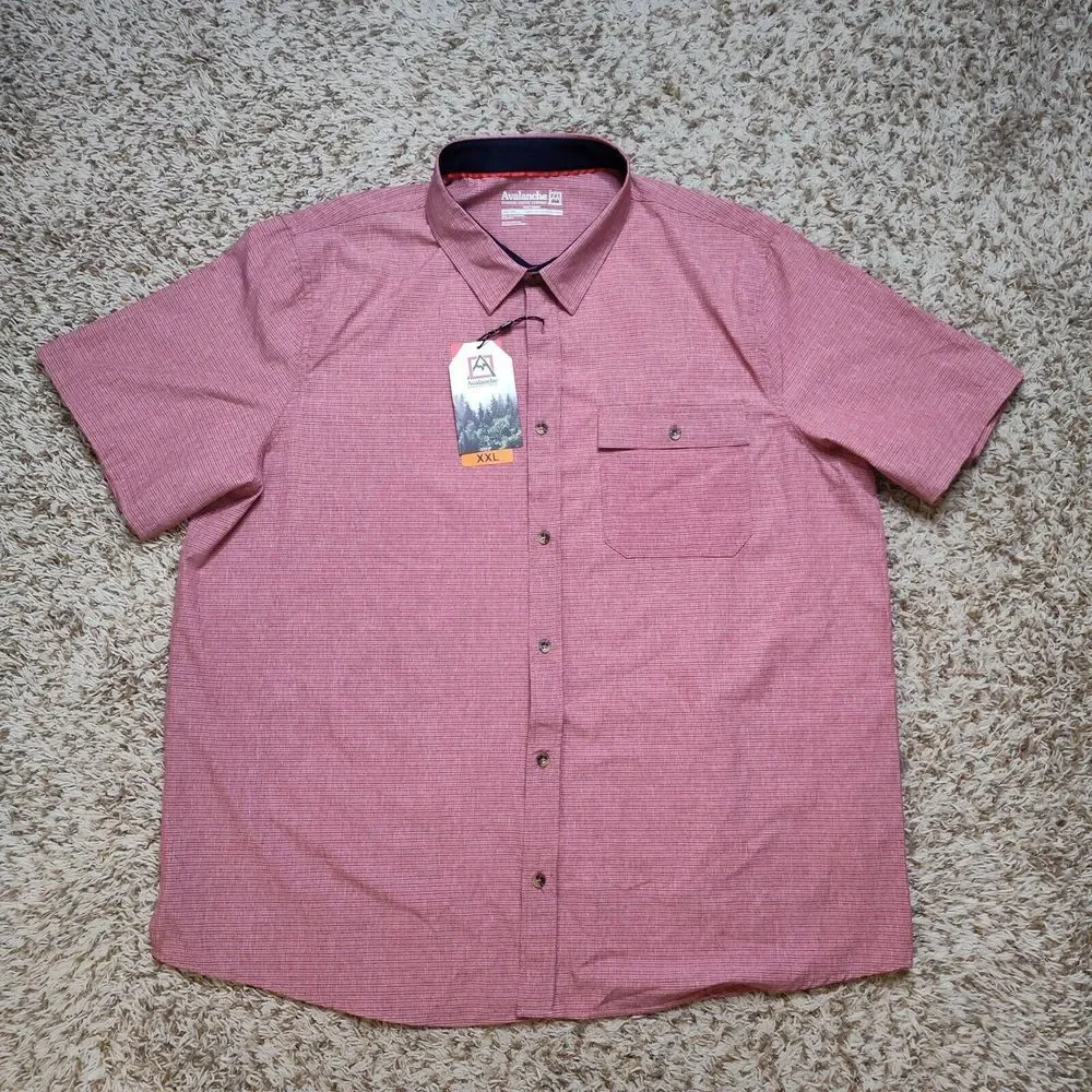 Avalanche Stretch Red Men Sz XXL Short‎ Sleeve Button Up Outdoor Supply Co